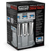 Waring WDM360TX triple spindle drink mixer with timer, retail packaging box showing the mixer
