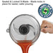 Waring WFP11S 2.5 quart food processor, sealed and locked S-blade holding in place while pouring sauce