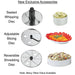 Waring WFP11S 2.5 quart food processor accessories chart: whipping disc, adjustable slicing and shredding discs