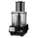 Waring WFP11S 2.5 quart food cutter and processor combo with black base and clear bowl, front view