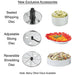 Waring WFP14S 3.5 quart food processor accessories chart: whipping disc, adjustable slicing and shredding discs