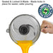 Waring WFP14SC 3.5 quart food processor, close-up of locked S-blade staying in place while pouring soup
