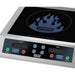 Waring WIH800 step up double induction burner, close-up of the digital touch control panel and front hob