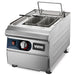 Waring WPC100 countertop electric pasta cooker in stainless steel fitted with two rectangular baskets, angled