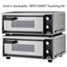 Two Waring WPO100 single deck pizza ovens stacked using the WPO100KIT stacking kit, front angled view