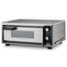 Waring WPO100 medium duty single deck pizza oven in stainless steel with door closed, angled left view