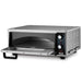 Waring WPO100 medium duty single deck pizza oven with door open showing the empty baking chamber, angled view