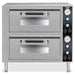 Waring WPO750 heavy duty double deck double door oven in stainless steel on legs with doors closed, front view