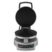 Waring WSC300 Xpress multipurpose cooktop with black nonstick plates and hinged lid open, front view