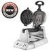 Waring WW180X single Belgian waffle maker with removable waffle plate pulled out, user-serviceable badge