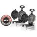 Waring WW250X2 side by side waffle maker with removable waffle plates pulled out, user-serviceable badge