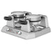 Waring WW250X2 side by side single Belgian waffle maker, two stainless steel units on one base, angled
