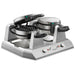 Waring WW300BX side by side double Belgian waffle maker with one top lid raised showing an empty grid