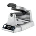 Waring WWCM180 single waffle cone maker with stainless steel base and digital controls, lid partly open