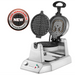 Waring WWD180X single classic waffle maker with removable waffle plate pulled out, user-serviceable badge