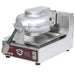 Wells BWB1SE-120V heavy duty Belgian 7-inch waffle baker in stainless steel with coiled handle, side angle