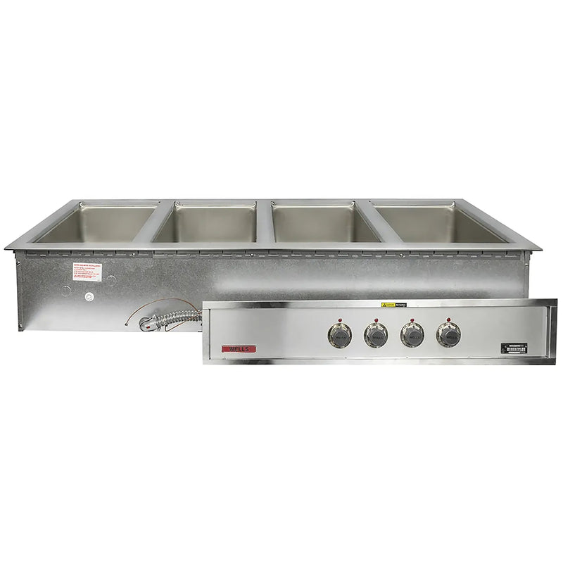 Wells MOD-400TDM four well drop-in insulated hot food well in stainless steel with remote control panel
