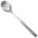 Winco 11.75-inch stainless steel slotted serving spoon with hollow handle, satin finish, top view