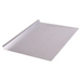 Winco 20 x 14 inch aluminum cookie sheet with one raised edge for gripping and three open sides, angled view