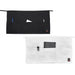 Winco 3-pocket waist apron in black and white, shown flat with three front pockets and long waist ties, both colours