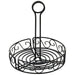 Winco 7-1/2 inch round wire condiment caddy, black scrollwork wire organizer with centre loop handle