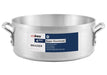 Winco ALB Series super aluminum brazier, 4mm thick round pan with two riveted loop handles and product label