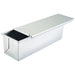 Winco aluminized steel Pullman pan lid with silicone glaze, shown sliding partly open on the matching Pullman pan