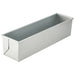 Winco aluminized steel Pullman pan with silicone glaze, open rectangular bread pan without lid, angled view