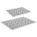 Winco aluminum muffin pans shown in two sizes, 12-cup and 24-cup options with rolled edges, angled view