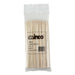 Winco bamboo skewers, bag of 100 natural wood skewers in clear branded packaging, front view of the first size