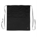 Winco bistro full length apron in black, front view showing the knee-length cut, divided front pocket and ties