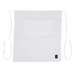 Winco bistro full length apron in white, front view showing the knee-length cut, front pocket and waist ties