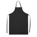 Winco black lightweight dishwashing apron, full-length bib style with adjustable neck strap and long waist ties