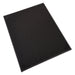 Winco black single-view menu cover with textured finish and stitched edge, larger size option, angled view