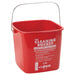Winco cleaning bucket, red 6 qt sanitizing solution pail PPL-6R with stainless wire bail handle, front view