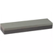 Winco combination sharpening stone with fine and medium grain, grey rectangular whetstone, angled side view