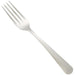 Winco Dominion stainless steel flatware fork option with four tines and the classic dot pattern handle, angled view