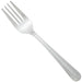 Winco Dominion stainless steel flatware, second fork option with four tines and dot pattern handle, alternate angle