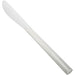 Winco Dominion stainless steel flatware dinner knife option with a solid handle and dot pattern trim, angled view