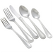 Winco Dots flatware set of 12 options shown together, stainless steel forks, knife and spoons with dotted edge