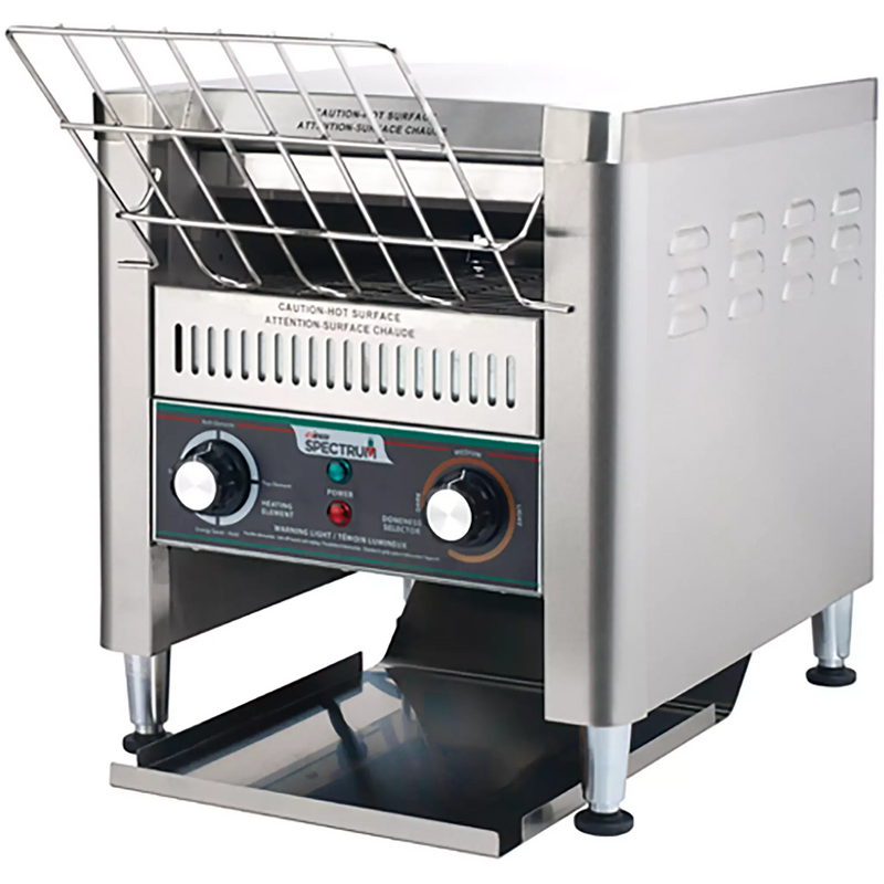 Winco ECT-300 Spectrum electric conveyor toaster, stainless steel 120V unit with dual control knobs