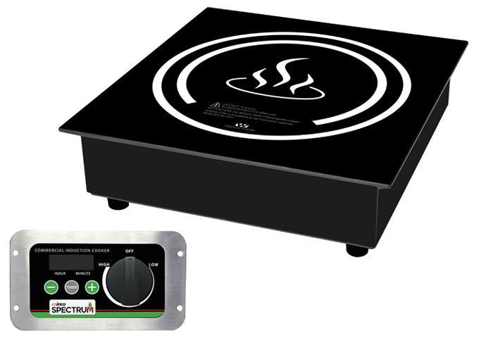 Winco EIDS-18C/EIDS-34 drop-in induction cooker, black glass top unit with separate remote control knob box