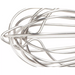 Winco stainless steel French whisk, close-up of the heavy-gauge interlocking wire loops at the whisk tip