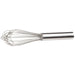 Winco stainless steel French whisk, shortest size option with a thick round handle and tight wire balloon