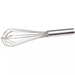 Winco stainless steel French whisk in a compact size, eight wire loops joined to a smooth round steel handle