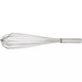 Winco stainless steel French whisk with slim tubular handle and long tapered wires, alternate size option