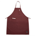 Winco full-length bib apron with pockets in burgundy, front view showing the neck strap, chest pen pocket and ties
