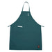 Winco full-length bib apron with pockets in hunter green, front view showing the neck strap, chest pocket and ties
