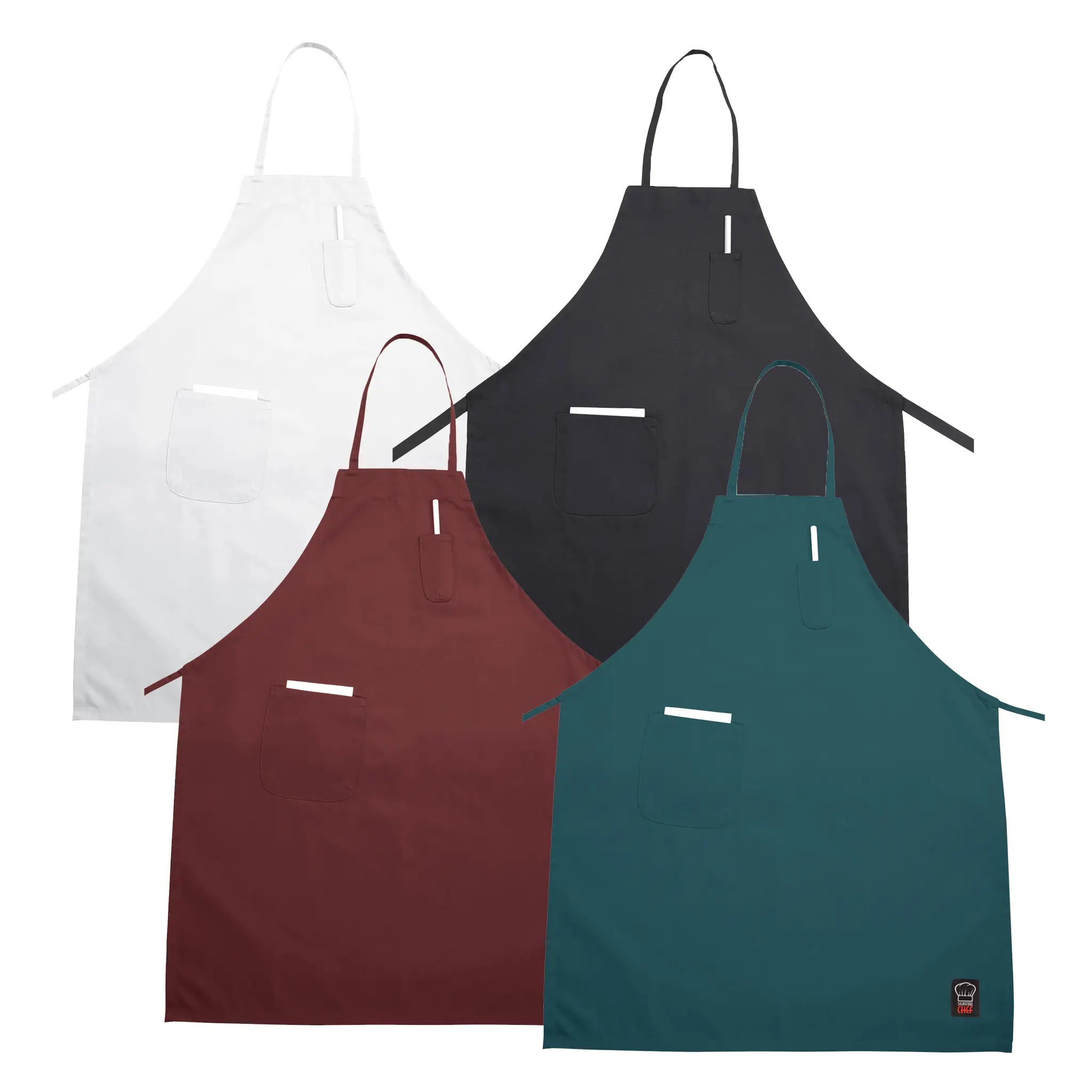 Winco Full-Length Bib Apron With Pockets - Various Colours-Phoenix Food Equipment