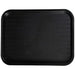Winco high quality plastic cafeteria tray in black with textured non-slip surface and raised rim, top view
